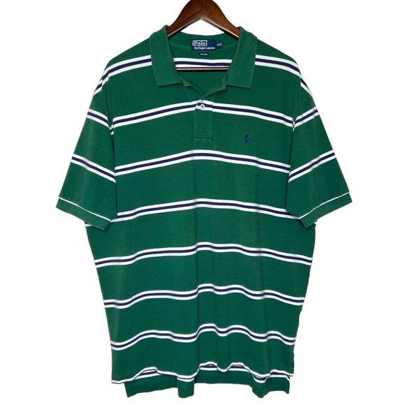 Polo Ralph Lauren Other - Polo Mens Short Sleeve Knit Pullover Polo Shirt, Green White Blue Striped